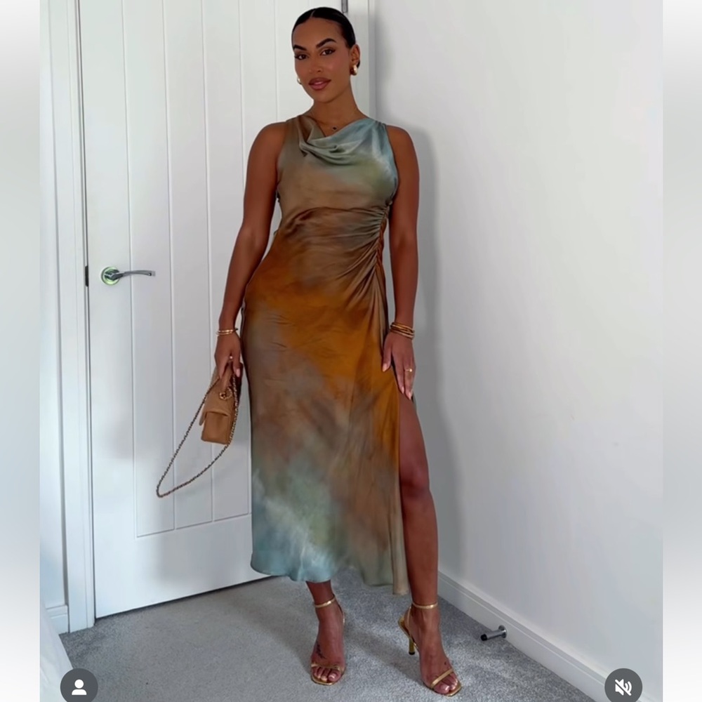 ZARA TIE DYE PRINT MIDI DRESS